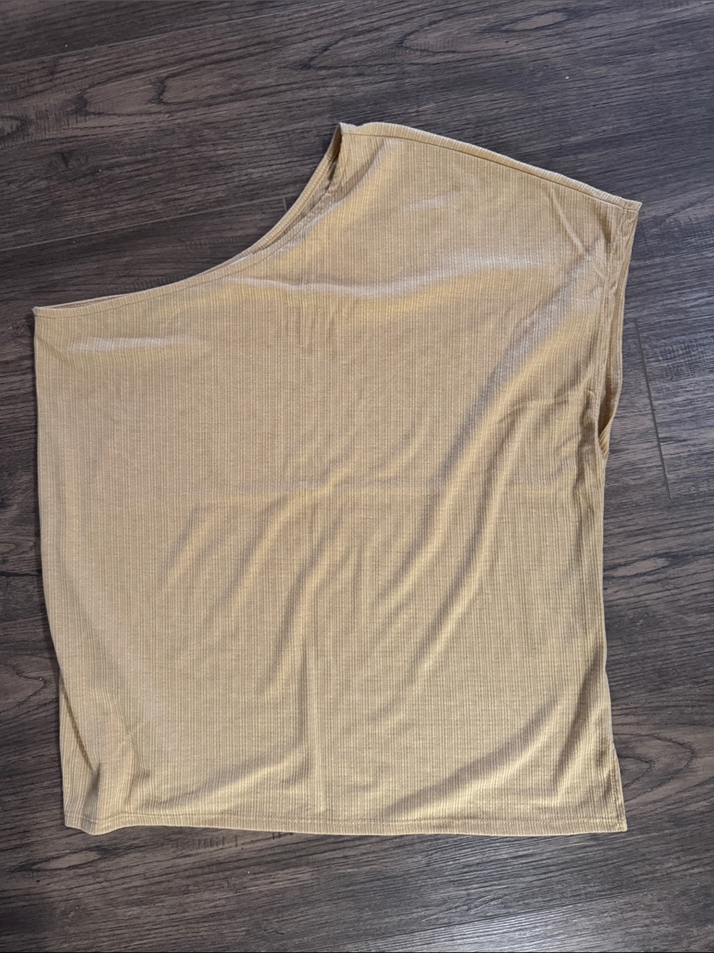 One-Shoulder Ribbed Knit Top in light tan